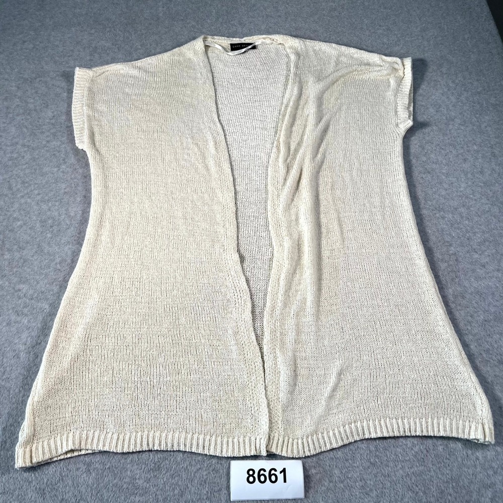 Lane Bryant Cardigan Sweater Vest Womens 18/20 Cream Open Knit Cap Sleeve